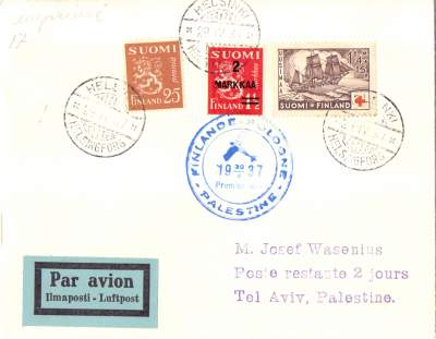 30-04-1937  First Flight Finlande - Pologne - Palestine