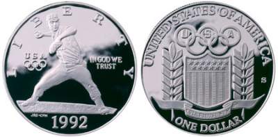 USA 1992 Olympics silver dollar