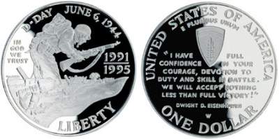 1991-1995 World War II Silver Dollar (1993) USA
