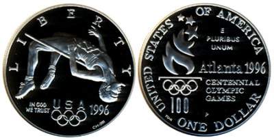 USA 1996 Olympics High Jump silver dollar